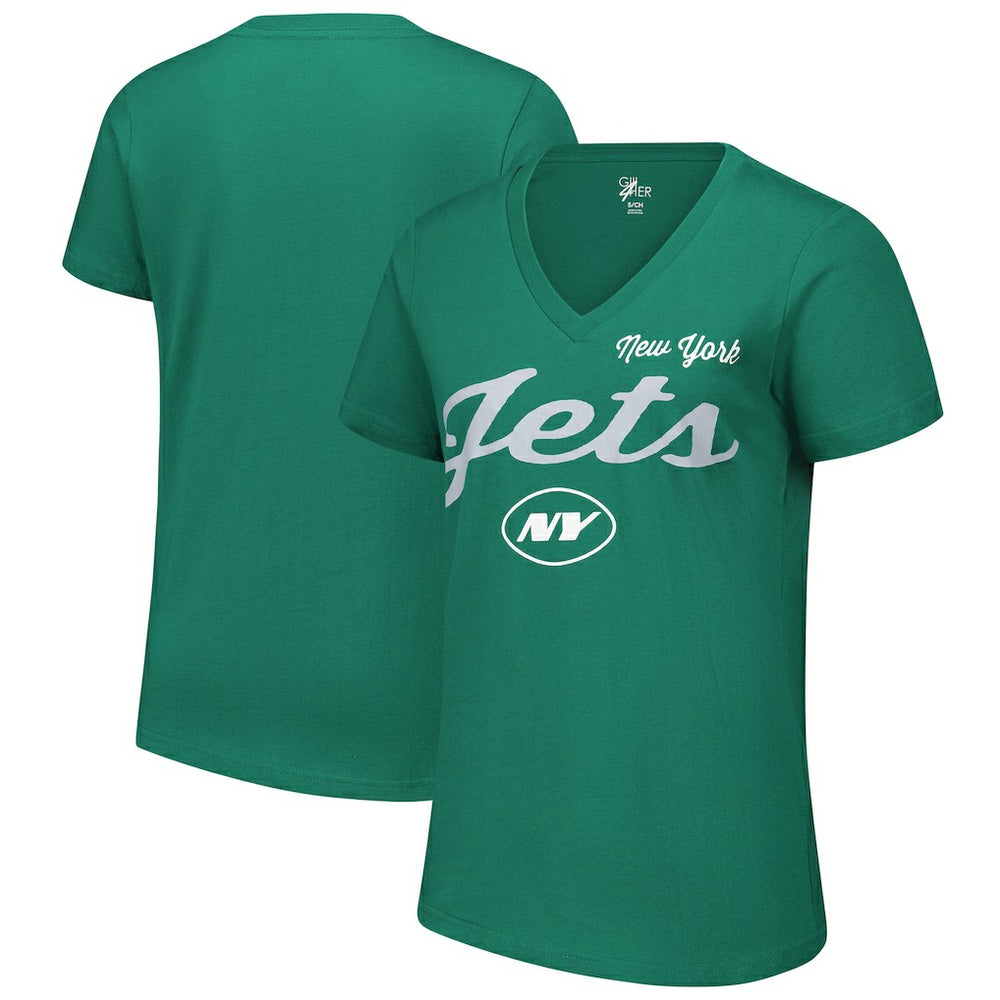 New York Jets G-III 4Her by Carl Banks Women's Post Season V-Neck T-Shirt - Green - NFL