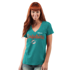 Miami Dolphins G-III 4Her by Carl Banks Women's Post Season V-Neck T-Shirt - Aqua - NFL