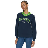 Seattle Seahawks Tommy Hilfiger Women's Alice V-Neck Pullover Sweatshirt - Navy - NFL