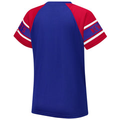 New York Giants Starter Women's 1st Rounder Color Block Raglan Top - Royal - NFL