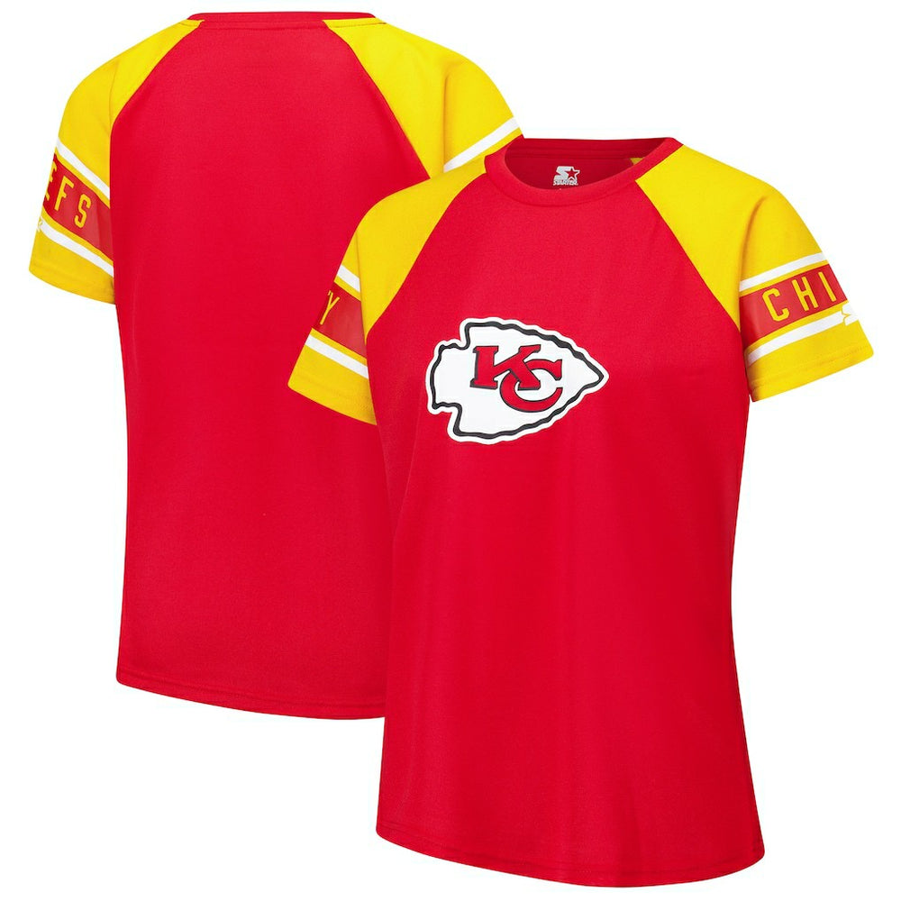 Kansas City Chiefs Starter Women's 1st Rounder Color Block Raglan Top - Red - NFL