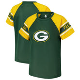Green Bay Packers Starter Women's 1st Rounder Color Block Raglan Top - Green - NFL