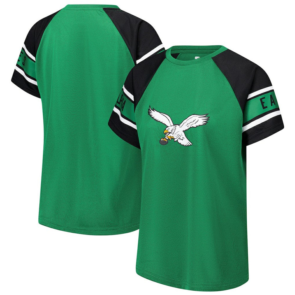 Philadelphia Eagles Starter Women's 1st Rounder Color Block Raglan Top - Kelly Green - NFL