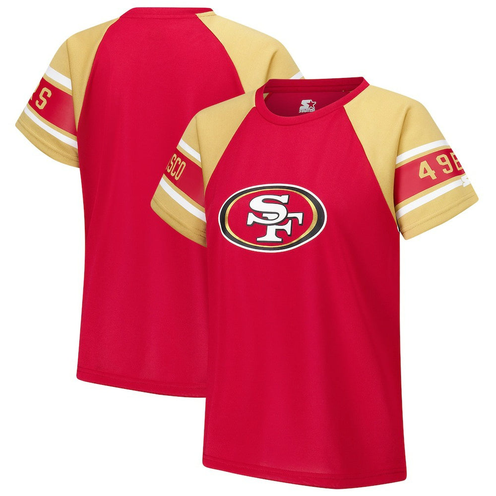 San Francisco 49ers Starter Women's 1st Rounder Color Block Raglan Top - Red - NFL