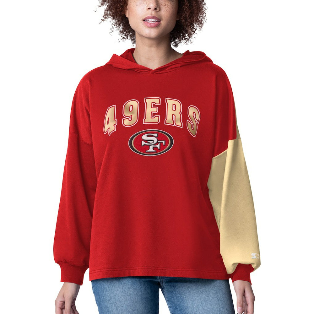 San Francisco 49ers Starter Women's Power Move Long Sleeve Pullover Hoodie - Scarlet - NFL
