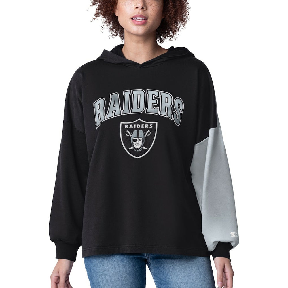 Las Vegas Raiders Starter Women's Power Move Long Sleeve Pullover Hoodie - Black - NFL