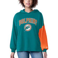Miami Dolphins Starter Women's Power Move Long Sleeve Pullover Hoodie - Aqua - NFL