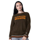 Cleveland Browns Starter Women's Oversized On the Ball Intarsia Knit Pullover Sweater - Brown - NFL