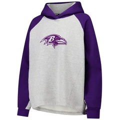 Baltimore Ravens DKNY Sport Women's Joy Cropped Raglan Pullover Hoodie - Gray/Purple - NFL