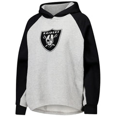 Las Vegas Raiders DKNY Sport Women's Joy Cropped Raglan Pullover Hoodie - Gray/Black - NFL