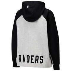 Las Vegas Raiders DKNY Sport Women's Joy Cropped Raglan Pullover Hoodie - Gray/Black - NFL