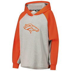 Denver Broncos DKNY Sport Women's Joy Cropped Raglan Pullover Hoodie - Gray/Orange - NFL