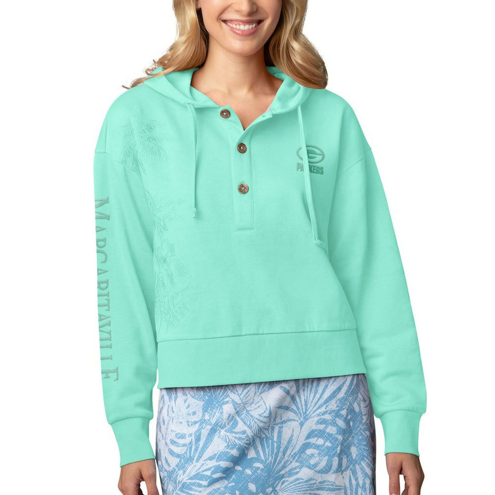 Green Bay Packers Margaritaville Women's Island Dream Solid Pullover Hoodie - Mint - NFL