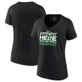 Fanatics Boston Celtics Women's 2024 NBA Finals Champions Pump Fake Hometown Originals V-Neck T-Shirt Black