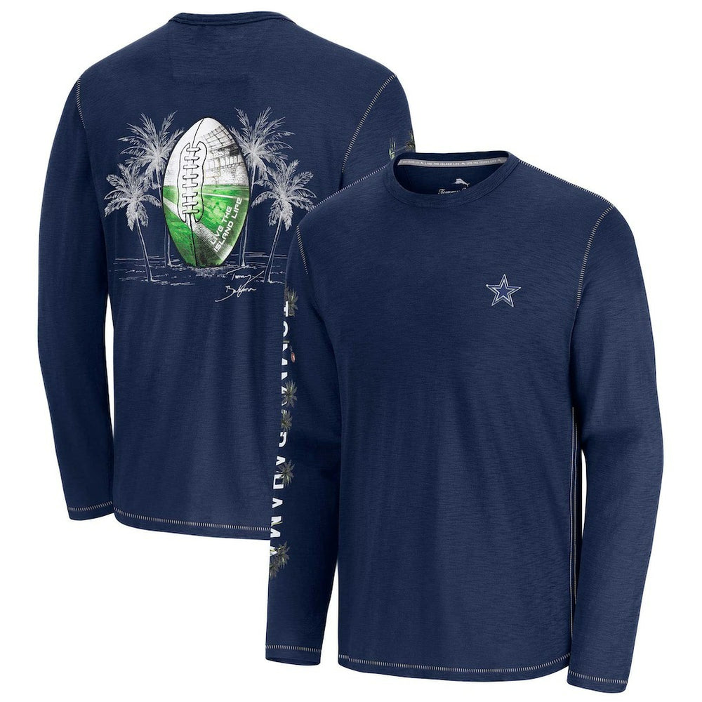 Dallas Cowboys Oasis Endzone Lux Long Sleeve T-Shirt - Blue - Tommy Bahama