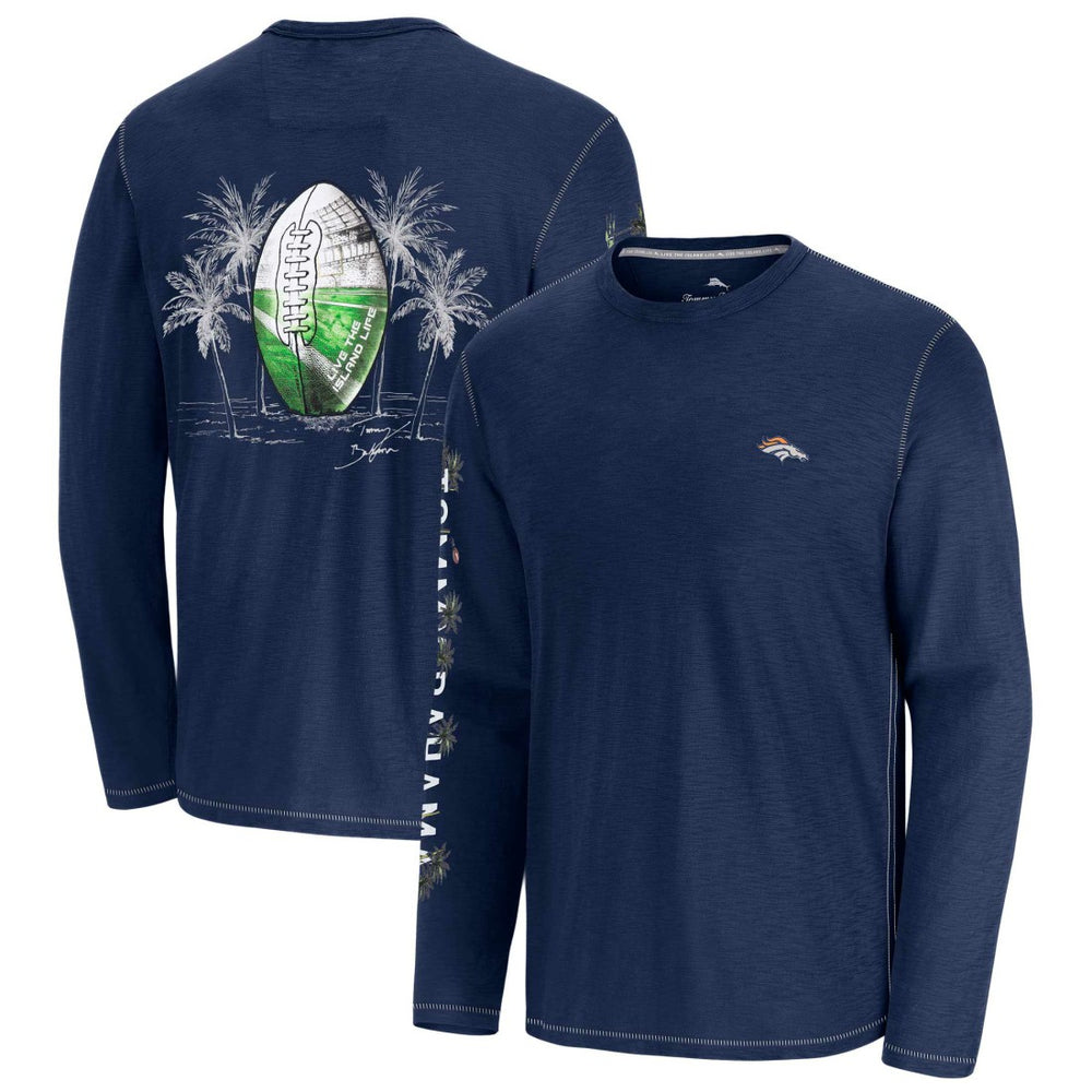 Denver Broncos Oasis Endzone Lux Long Sleeve T-Shirt - Blue - Tommy Bahama