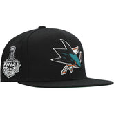 San Jose Sharks Mitchell & Ness Core Top Spot Snapback Hat - Black | NHL near me