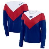 New York Giants WEAR by Erin Andrews Women's Chevron Tri-Blend Long Sleeve T-Shirt - Royal/Red - NFL