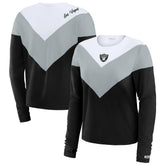 Las Vegas Raiders WEAR by Erin Andrews Women's Chevron Tri-Blend Long Sleeve T-Shirt - Black/Silver - NFL