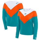Miami Dolphins WEAR by Erin Andrews Women's Chevron Tri-Blend Long Sleeve T-Shirt - Aqua/Orange - NFL