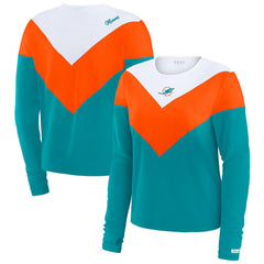 Miami Dolphins WEAR by Erin Andrews Women's Chevron Tri-Blend Long Sleeve T-Shirt - Aqua/Orange - NFL
