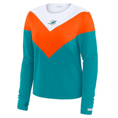 Miami Dolphins WEAR by Erin Andrews Women's Chevron Tri-Blend Long Sleeve T-Shirt - Aqua/Orange - NFL