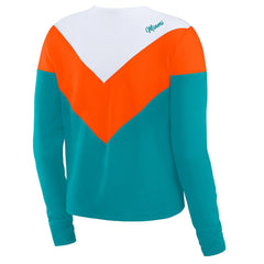 Miami Dolphins WEAR by Erin Andrews Women's Chevron Tri-Blend Long Sleeve T-Shirt - Aqua/Orange - NFL