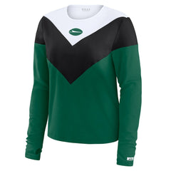 New York Jets WEAR by Erin Andrews Women's Chevron Tri-Blend Long Sleeve T-Shirt - Green/Black - NFL