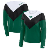 New York Jets WEAR by Erin Andrews Women's Plus Size Chevron Tri-Blend Long Sleeve T-Shirt - Green/Black - NFL
