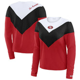 San Francisco 49ers WEAR by Erin Andrews Women's Plus Size Chevron Tri-Blend Long Sleeve T-Shirt - Scarlet/Black - NFL