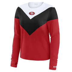 San Francisco 49ers WEAR by Erin Andrews Women's Plus Size Chevron Tri-Blend Long Sleeve T-Shirt - Scarlet/Black - NFL