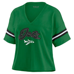 New York Jets WEAR by Erin Andrews Women's Color Block Boxy V-Neck T-Shirt - Kelly Green - NFL