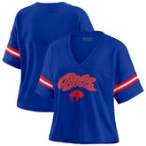 Buffalo Bills WEAR by Erin Andrews Women's Plus Size Color Block Boxy V-Neck T-Shirt - Royal - NFL