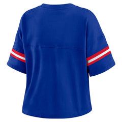 Buffalo Bills WEAR by Erin Andrews Women's Plus Size Color Block Boxy V-Neck T-Shirt - Royal - NFL