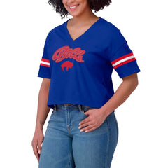 Buffalo Bills WEAR by Erin Andrews Women's Plus Size Color Block Boxy V-Neck T-Shirt - Royal - NFL