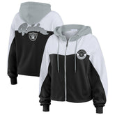 Las Vegas Raiders WEAR by Erin Andrews Women's Plus Size Color Block Full-Zip Hoodie - Black - NFL