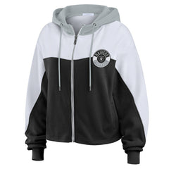 Las Vegas Raiders WEAR by Erin Andrews Women's Plus Size Color Block Full-Zip Hoodie - Black - NFL