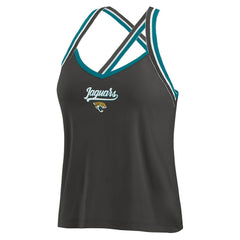 Jacksonville Jaguars WEAR by Erin Andrews Women's Cross Strap Tri-Blend Tank Top - Black - NFL