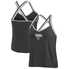 Las Vegas Raiders WEAR by Erin Andrews Women's Cross Strap Tri-Blend Tank Top - Black - NFL