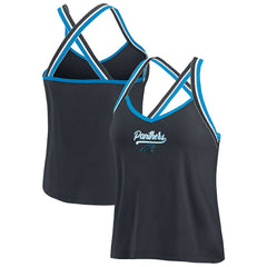 Carolina Panthers WEAR by Erin Andrews Women's Cross Strap Tri-Blend Tank Top - Black - NFL