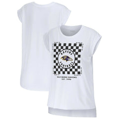 Baltimore Ravens WEAR by Erin Andrews Women's Checker Muscle Tank Top - White - NFL