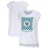 Jacksonville Jaguars WEAR by Erin Andrews Women's Checker Muscle Tank Top - White - NFL