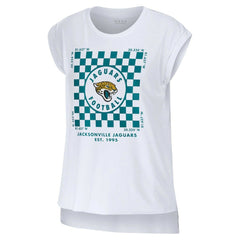 Jacksonville Jaguars WEAR by Erin Andrews Women's Checker Muscle Tank Top - White - NFL