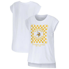 Minnesota Vikings WEAR by Erin Andrews Women's Checker Muscle Tank Top - White - NFL
