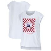 New York Giants WEAR by Erin Andrews Women's Checker Muscle Tank Top - White - NFL