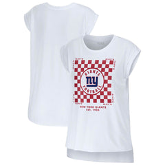 New York Giants WEAR by Erin Andrews Women's Checker Muscle Tank Top - White - NFL