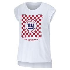 New York Giants WEAR by Erin Andrews Women's Checker Muscle Tank Top - White - NFL