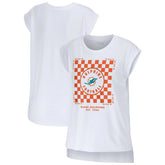 Miami Dolphins WEAR by Erin Andrews Women's Checker Muscle Tank Top - White - NFL