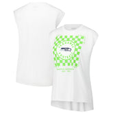 Seattle Seahawks WEAR by Erin Andrews Women's Checker Muscle Tank Top - White - NFL