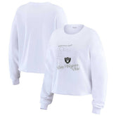 Las Vegas Raiders WEAR by Erin Andrews Women's Postcard Cropped Long Sleeve Top - White - NFL